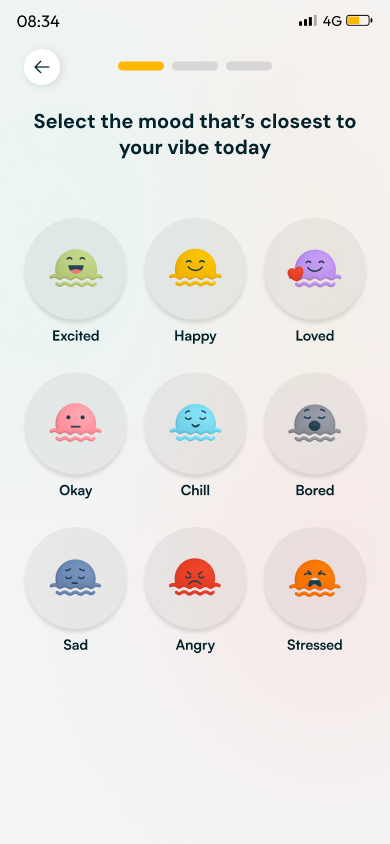 Mood selection in the Mind Alcove app