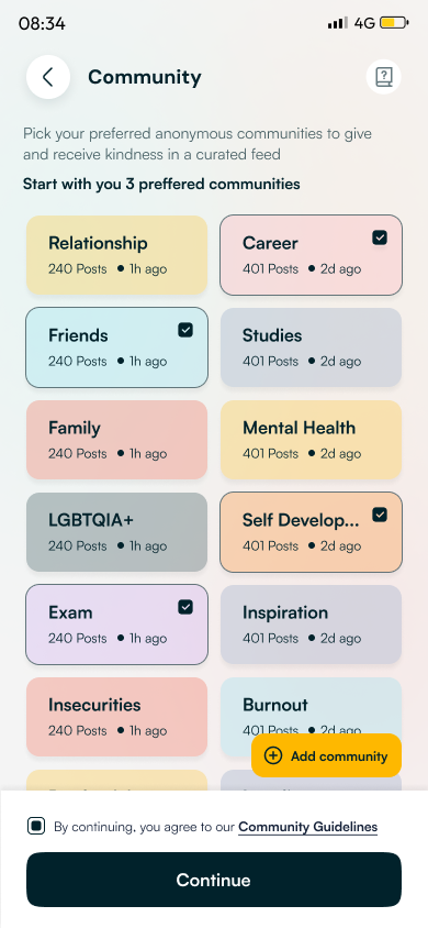 Mind Alcove anonymous peer community categories